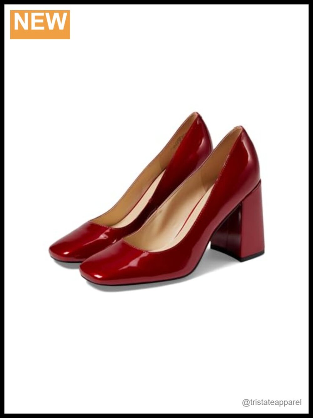 Nine West Deon Faux Patent PU Slip-On Block Heel Dress Pumps